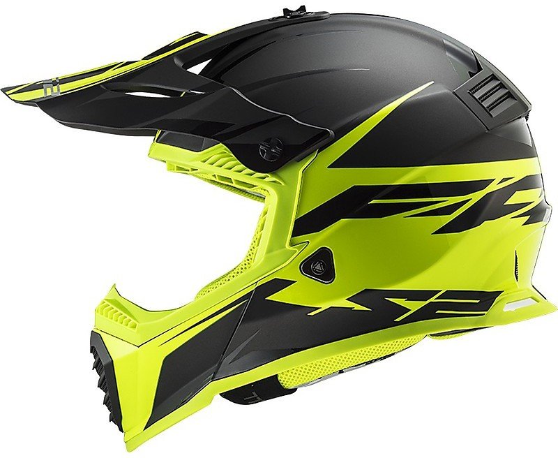 Мотошлем LS2 MX437 Fast Evo Roar Black Hi-Vis Yellow