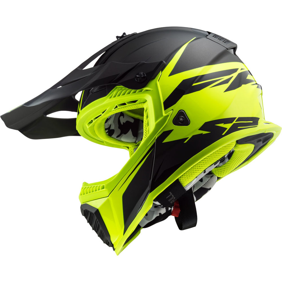 Мотошлем LS2 MX437 Fast Evo Roar Black Hi-Vis Yellow