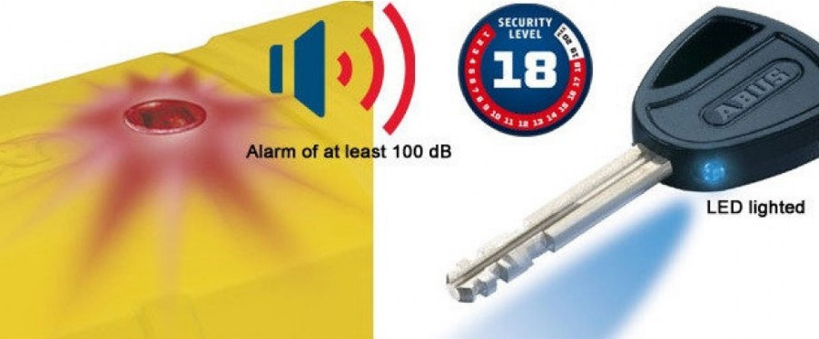 Мотозамок с сигнализацией и цепью ABUS 8077/12KS120 Granit Detecto Yellow (190056)